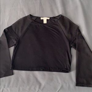 Black crop top with mesh long sleeves